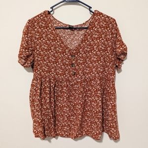 SheIn Flowy Orange Floral Blouse